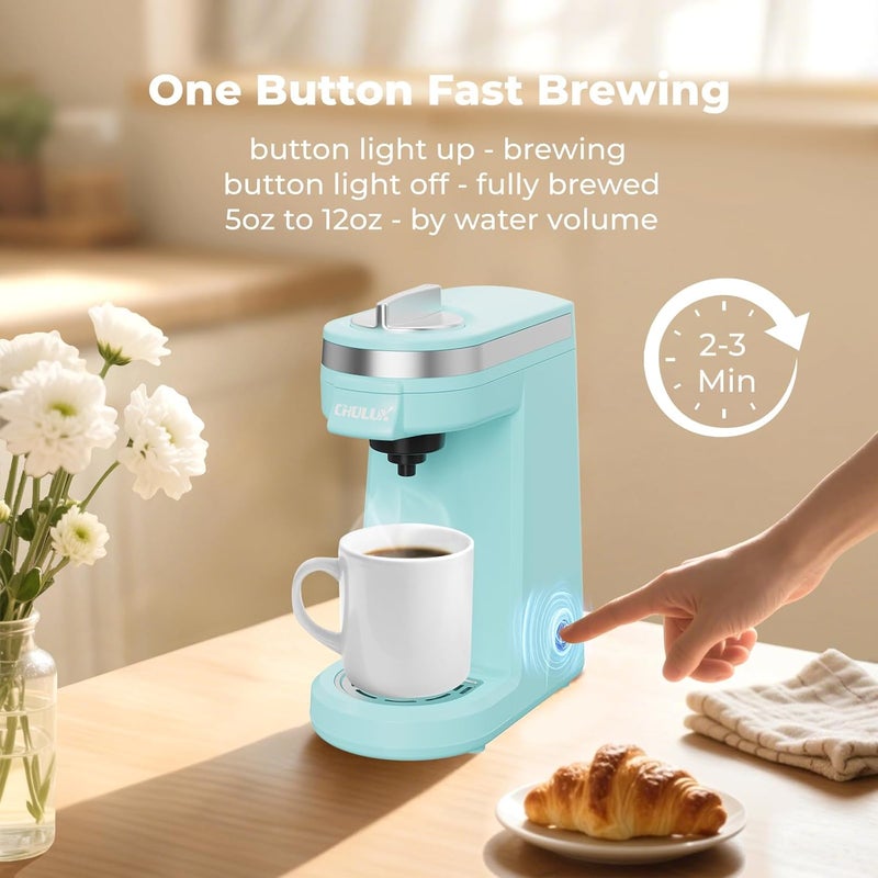 CHULUX Mini Coffee Maker for K Capsule, Single Serve Coffee Maker for One Cup Americano, Lightweight Pod Coffee Machine, Aqua - Image 4